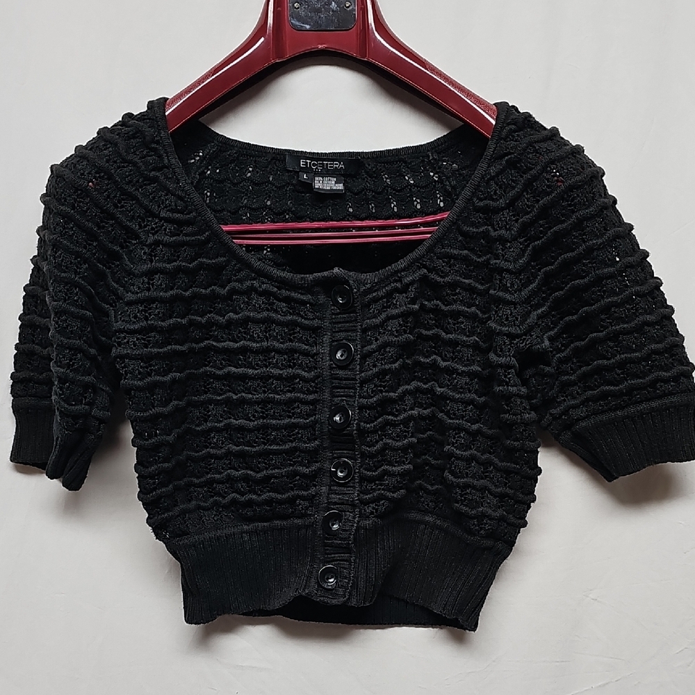 Etcetera Textured Black Cardigan